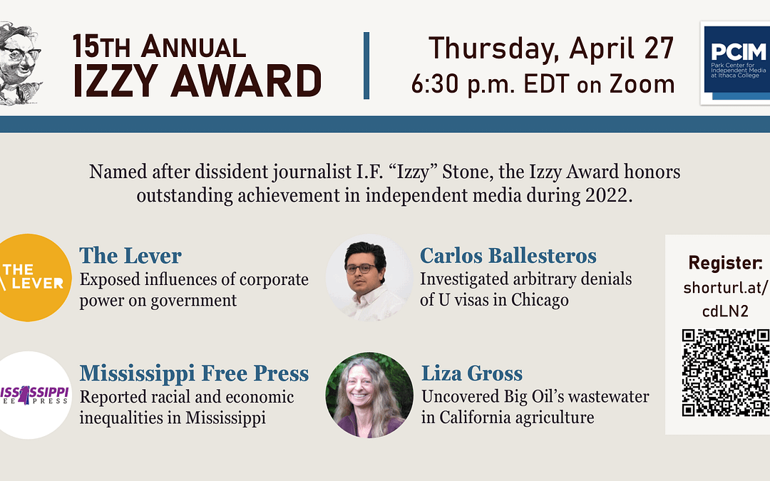 4/27 Izzy Award Ceremony Honors The Lever, Mississippi Free Press, and Journalists Carlos Ballesteros and Liza Gross